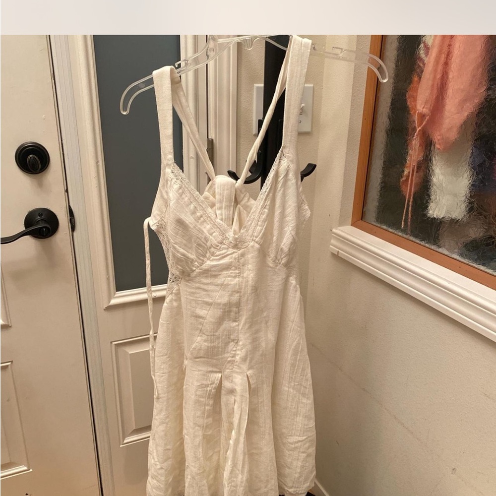 Free People White Strappy 100% Cotton Dress size Medium fits true to size
